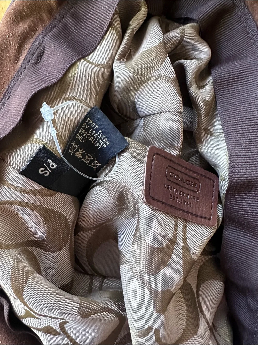 Genuine COACH Chocolate Brown Suede Bucket Hat with Leather Band.